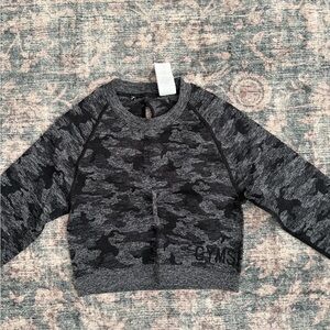 Gymshark Black & Gray Camo Cropped Workout Top